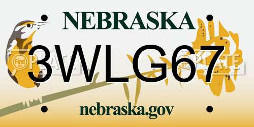 3WLG67 Nebraska License Plate