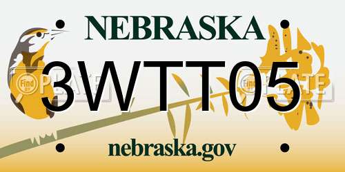 3WTT05 Nebraska License Plate