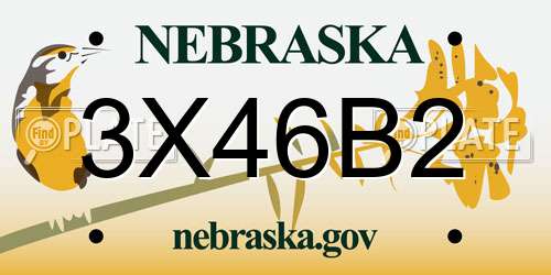 3X46B2 Nebraska License Plate