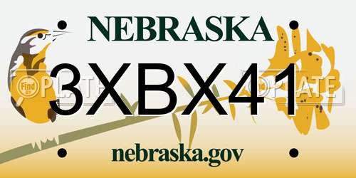 3XBX41 Nebraska License Plate