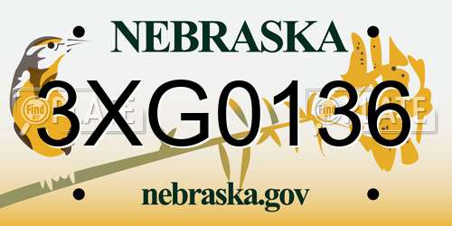 3XG0136 Nebraska License Plate