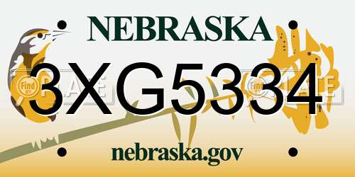 3XG5334 Nebraska License Plate