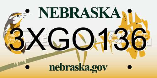 3XGO136 Nebraska License Plate