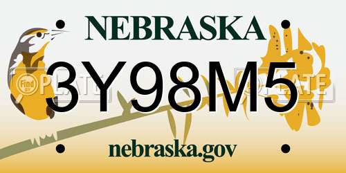 3Y98M5 Nebraska License Plate