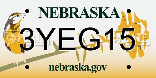 3YEG15 Nebraska License Plate
