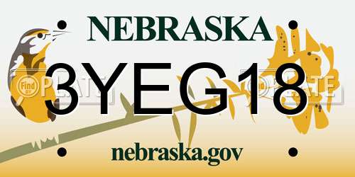 3YEG18 Nebraska License Plate