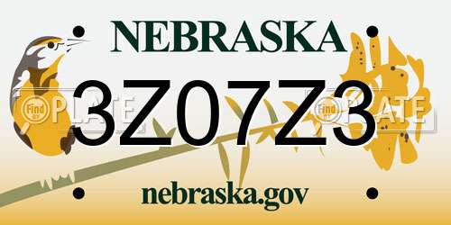 3Z07Z3 Nebraska License Plate