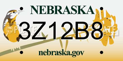 3Z12B8 Nebraska License Plate