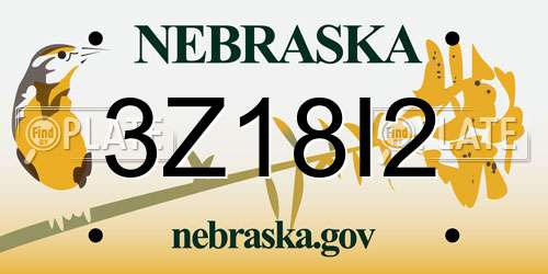3Z18I2 Nebraska License Plate