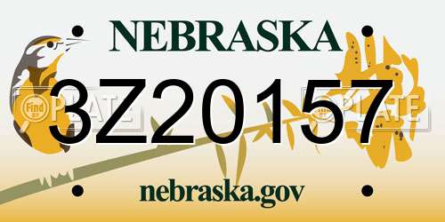 3Z20157 Nebraska License Plate