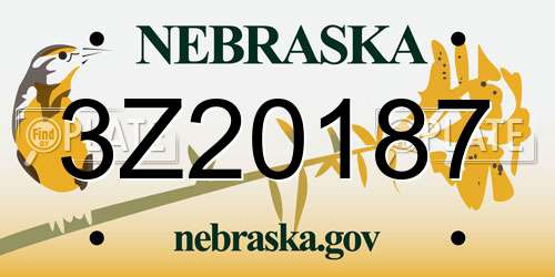 3Z20187 Nebraska License Plate