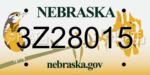 3Z28015 Nebraska License Plate