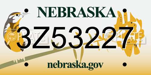 3Z53227 Nebraska License Plate