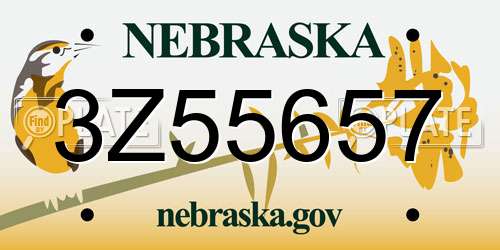 3Z55657 Nebraska License Plate