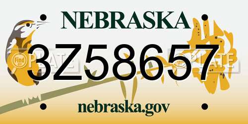 3Z58657 Nebraska License Plate