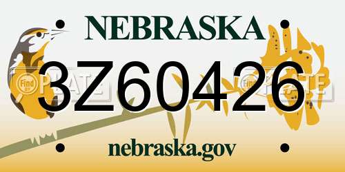 3Z60426 Nebraska License Plate