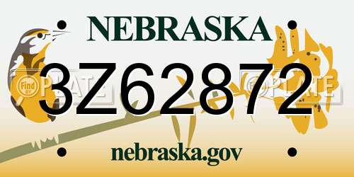 3Z62872 Nebraska License Plate