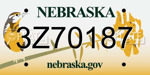 3Z70187 Nebraska License Plate