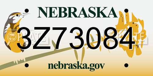3Z73084 Nebraska License Plate