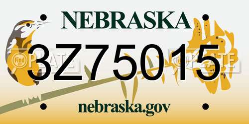3Z75015 Nebraska License Plate
