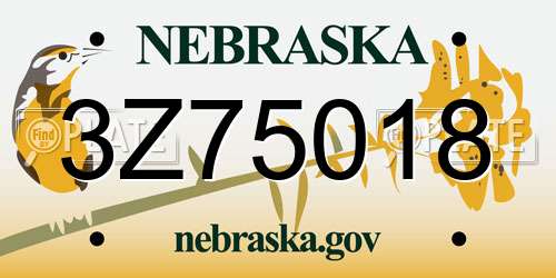 3Z75018 Nebraska License Plate