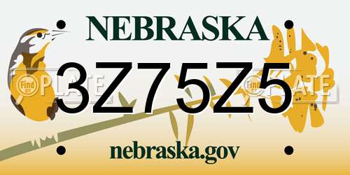 3Z75Z5 Nebraska License Plate