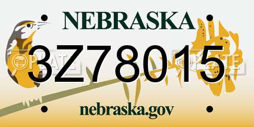 3Z78015 Nebraska License Plate