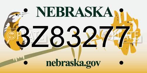 3Z83277 Nebraska License Plate