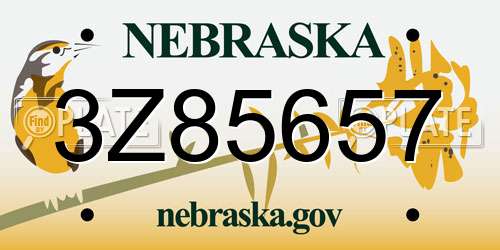 3Z85657 Nebraska License Plate