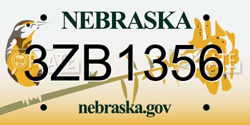 3ZB1356 Nebraska License Plate