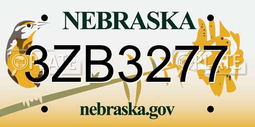 3ZB3277 Nebraska License Plate
