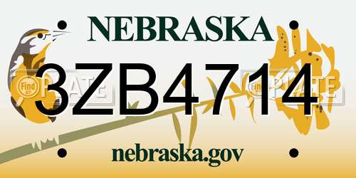 3ZB4714 Nebraska License Plate