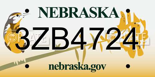 3ZB4724 Nebraska License Plate