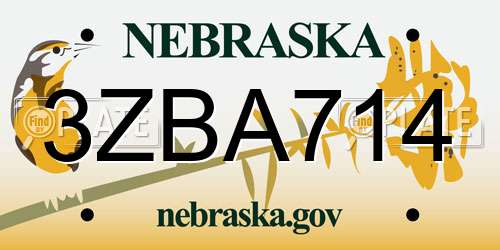 3ZBA714 Nebraska License Plate