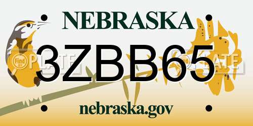 3ZBB65 Nebraska License Plate