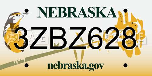 3ZBZ628 Nebraska License Plate