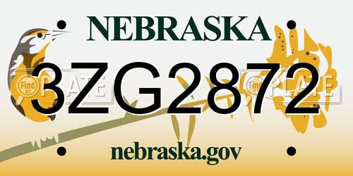 3ZG2872 Nebraska License Plate