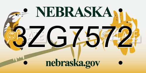 3ZG7572 Nebraska License Plate