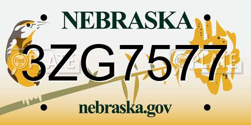 3ZG7577 Nebraska License Plate
