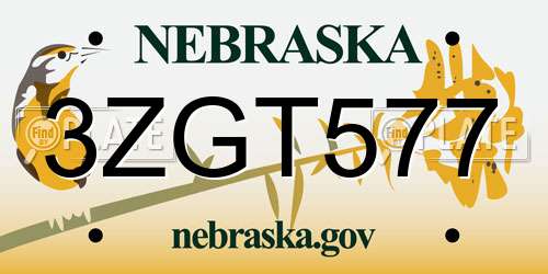 3ZGT577 Nebraska License Plate