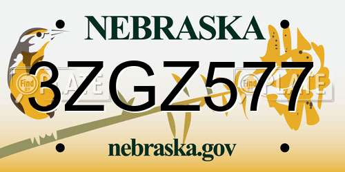 3ZGZ577 Nebraska License Plate