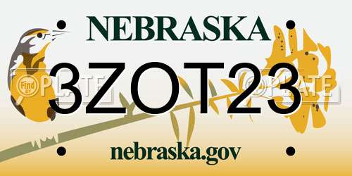 3ZOT23 Nebraska License Plate