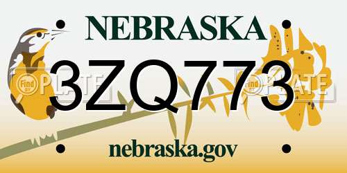 3ZQ773 Nebraska License Plate