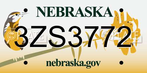 3ZS3772 Nebraska License Plate