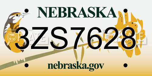 3ZS7628 Nebraska License Plate