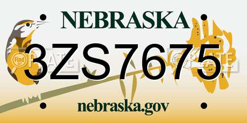 3ZS7675 Nebraska License Plate