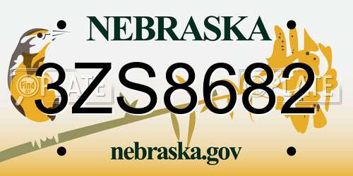 3ZS8682 Nebraska License Plate