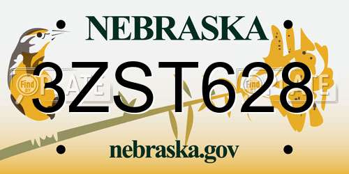 3ZST628 Nebraska License Plate