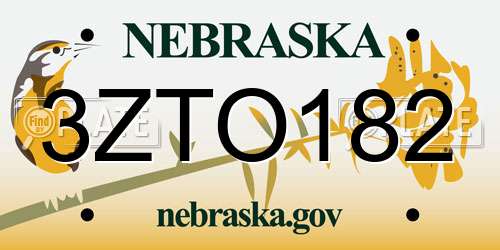 3ZTO182 Nebraska License Plate