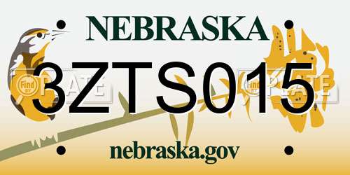 3ZTS015 Nebraska License Plate